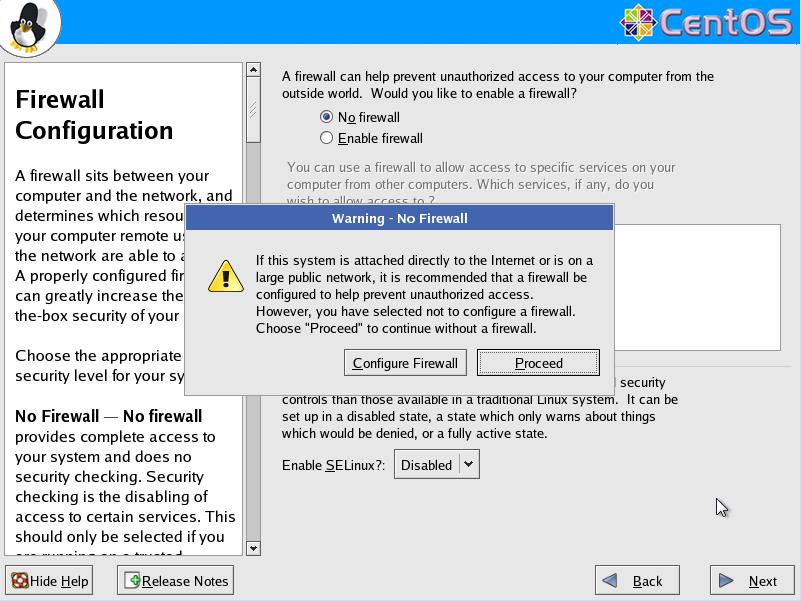 CentOS4.5 英語版 Firewall Configuration GUI2