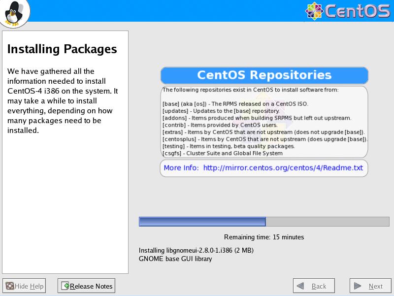 CentOS4.5 英語版 Installing Packages GUI3