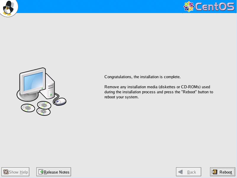 CentOS4.5 英語版 インストールの完了 GUI