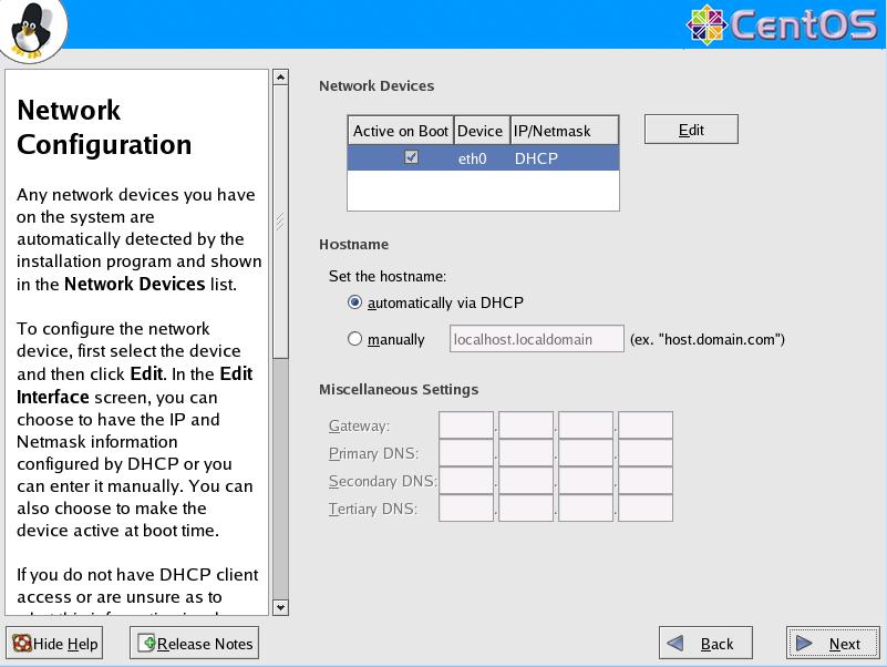 CentOS4.5 英語版 Network Configuration GUI